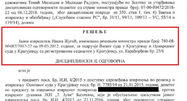 Privatnoj izvršiteljki koja je nenajavljeno blokirala račun KCK već jednom zabranjen rad!