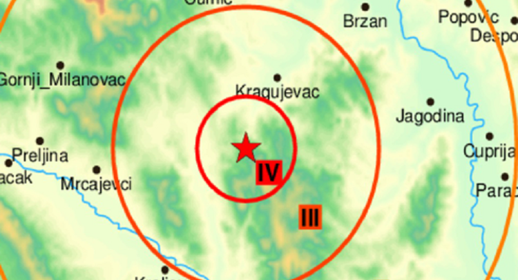 potvrđeno: Epicentar zemljotresa Kragujevac, jačina 3,3 Rihtera