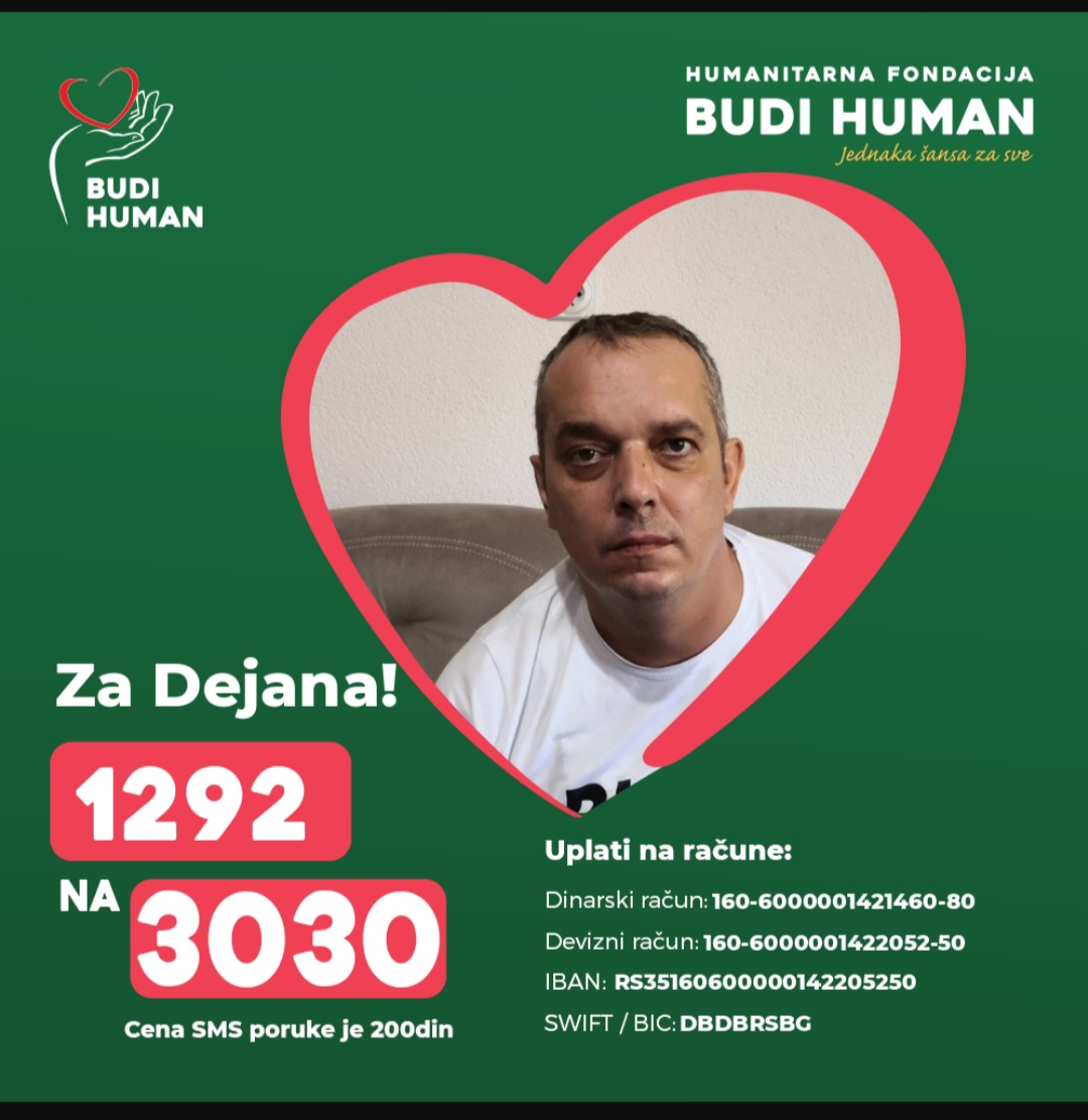 BUDIMO HUMANI: Pomozimo Kragujevčaninu Dejanu Jovanoviću u NAJTEŽOJ BORBI U ŽIVOTU.