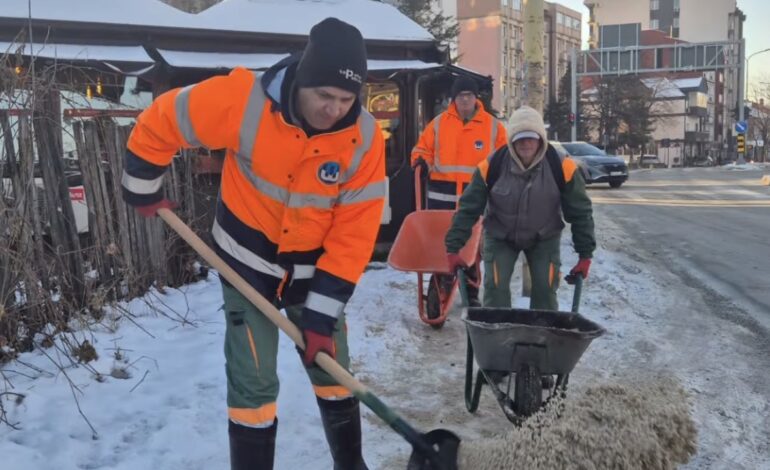 Zimska služba JKP Šumadija Kragujevac na terenu: preko 60 radnika čisti pešačke staze i trotoare širom grada