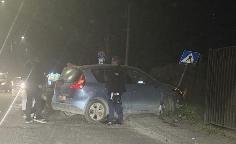 Udes kod Pirotehnike: Vozač oborio saobraćajni znak i zakucao se u ogradu
