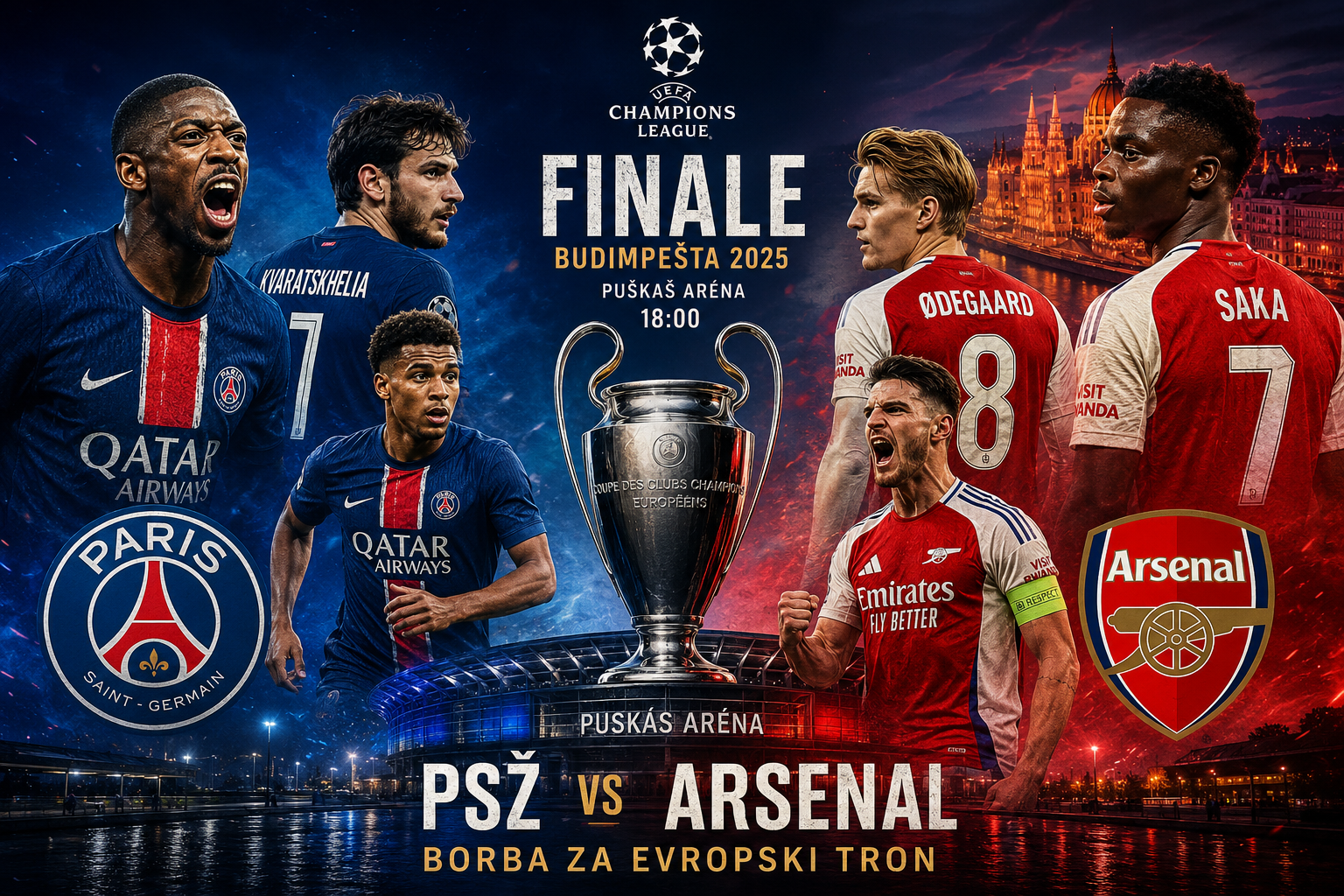 FINALE LŠ U BUDIMPEŠTI – PSŽ I ARSENAL U BORBI ZA EVROPSKI TRON