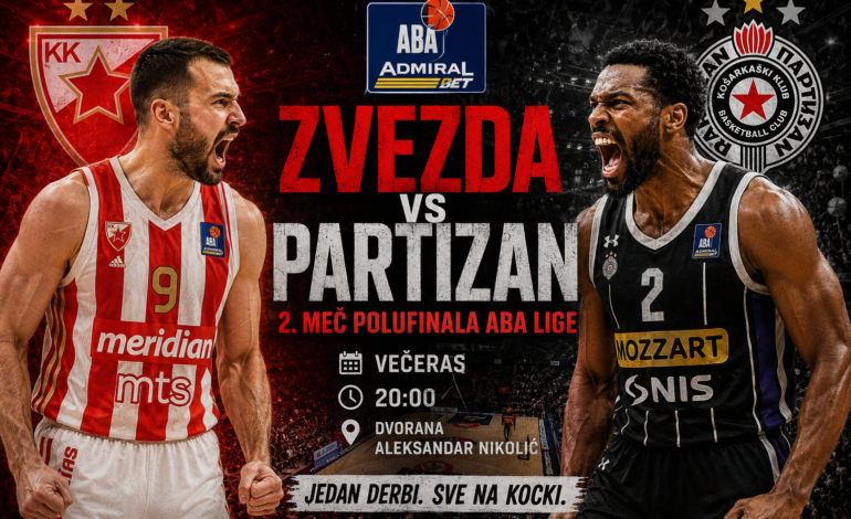 2.MEČ POLUFINALA ABA LIGE – ZVEZDA MORA NA POBEDU PROTIV PARTIZANA