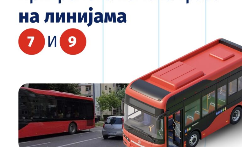 Izmena trase i reda vožnje na linijama 7 i 9 od 17. avgusta